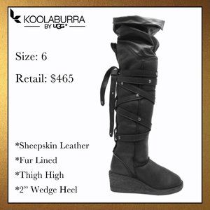 Koolaburra thigh high leather wedge boots by UGG